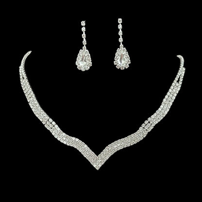 Full Diamond Claw Chain Necklace Set For Woman's