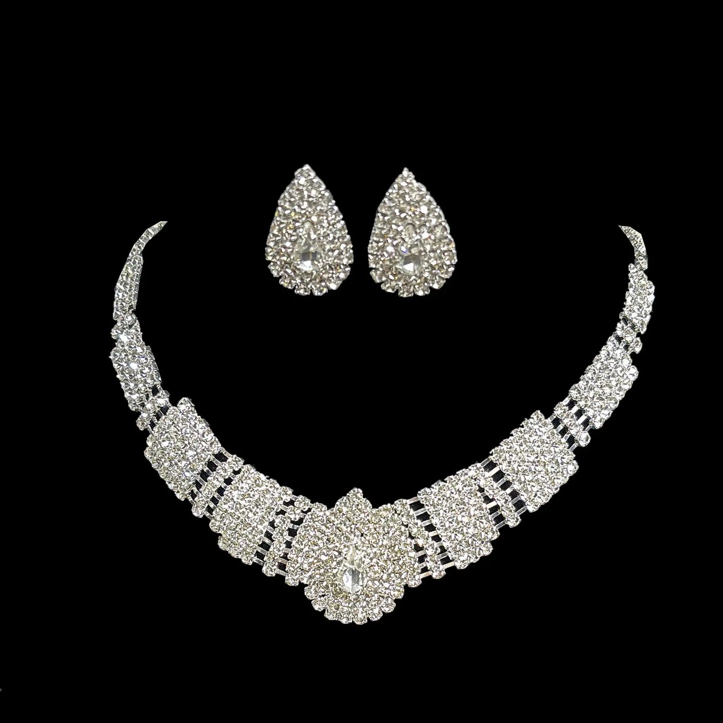 Full Diamond Claw Chain Necklace Set For Woman's