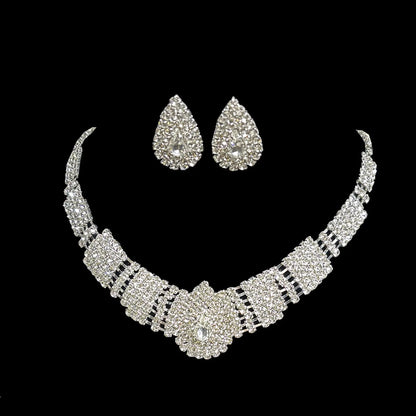 Full Diamond Claw Chain Necklace Set For Woman's