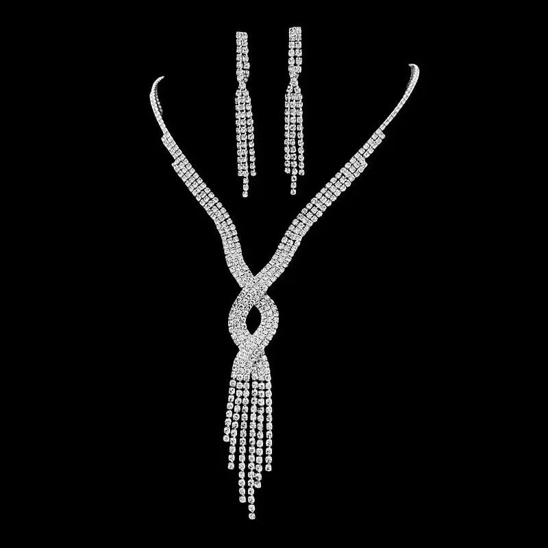 Full Diamond Claw Chain Necklace Set For Woman's