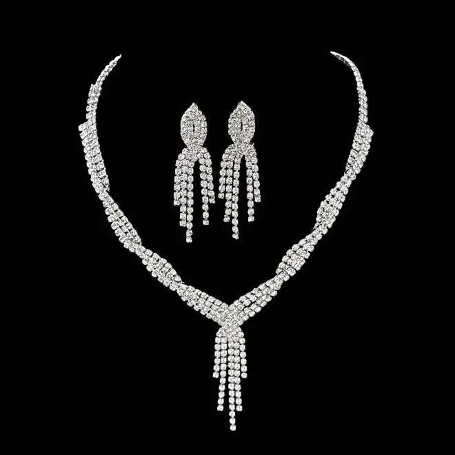 Full Diamond Claw Chain Necklace Set For Woman's