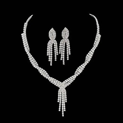 Full Diamond Claw Chain Necklace Set For Woman's