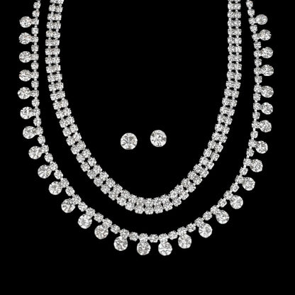 Full Diamond Claw Chain Necklace Set For Woman's