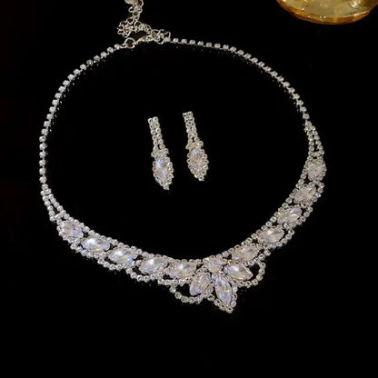 Full Diamond Claw Chain Necklace Set For Woman's