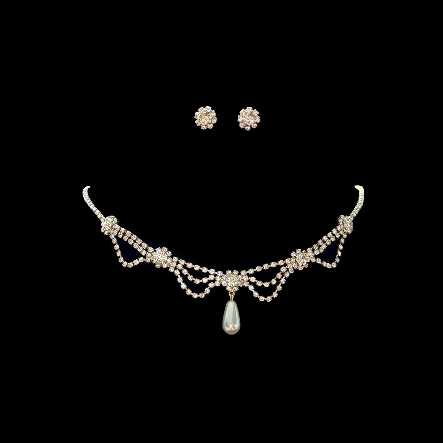 Full Diamond Claw Chain Necklace Set For Woman's