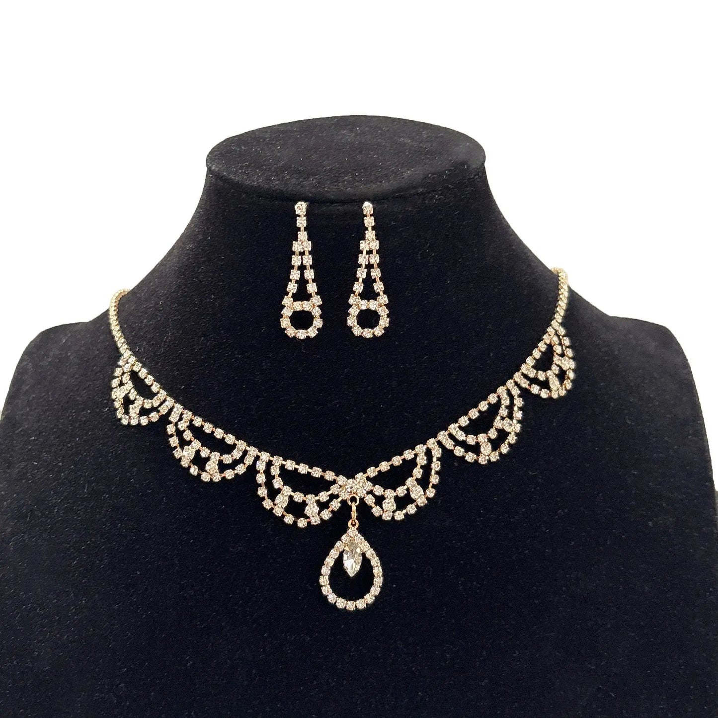 Full Diamond Claw Chain Necklace Set For Woman's