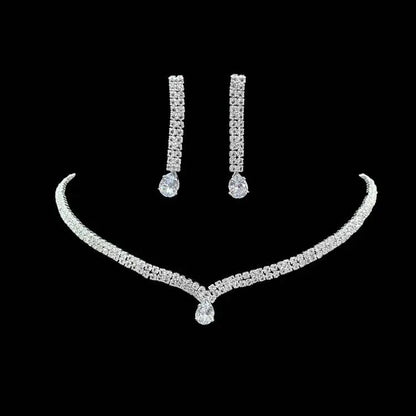 Full Diamond Claw Chain Necklace Set For Woman's