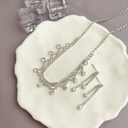 Full Diamond Claw Chain Necklace Set For Woman's