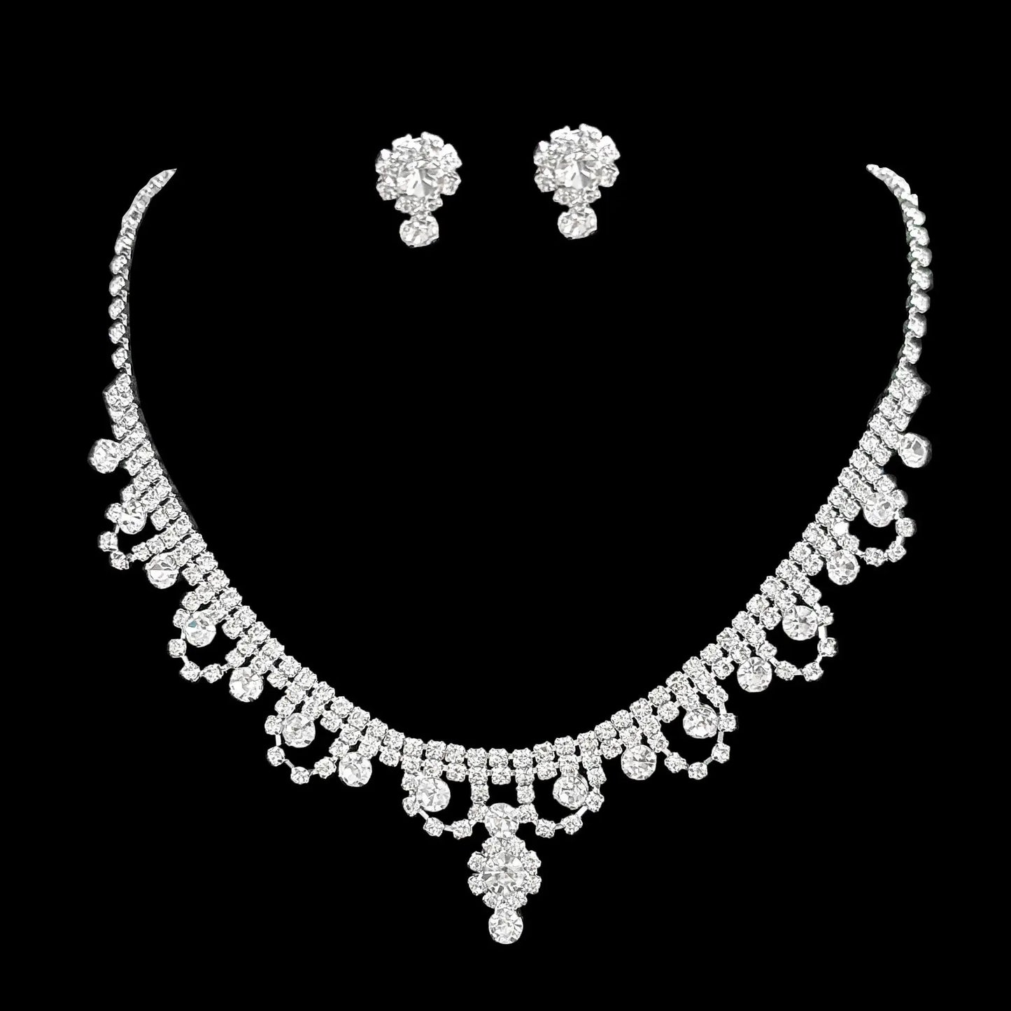 Full Diamond Claw Chain Necklace Set For Woman's