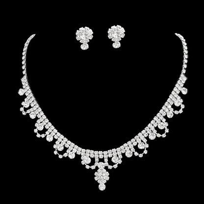 Full Diamond Claw Chain Necklace Set For Woman's