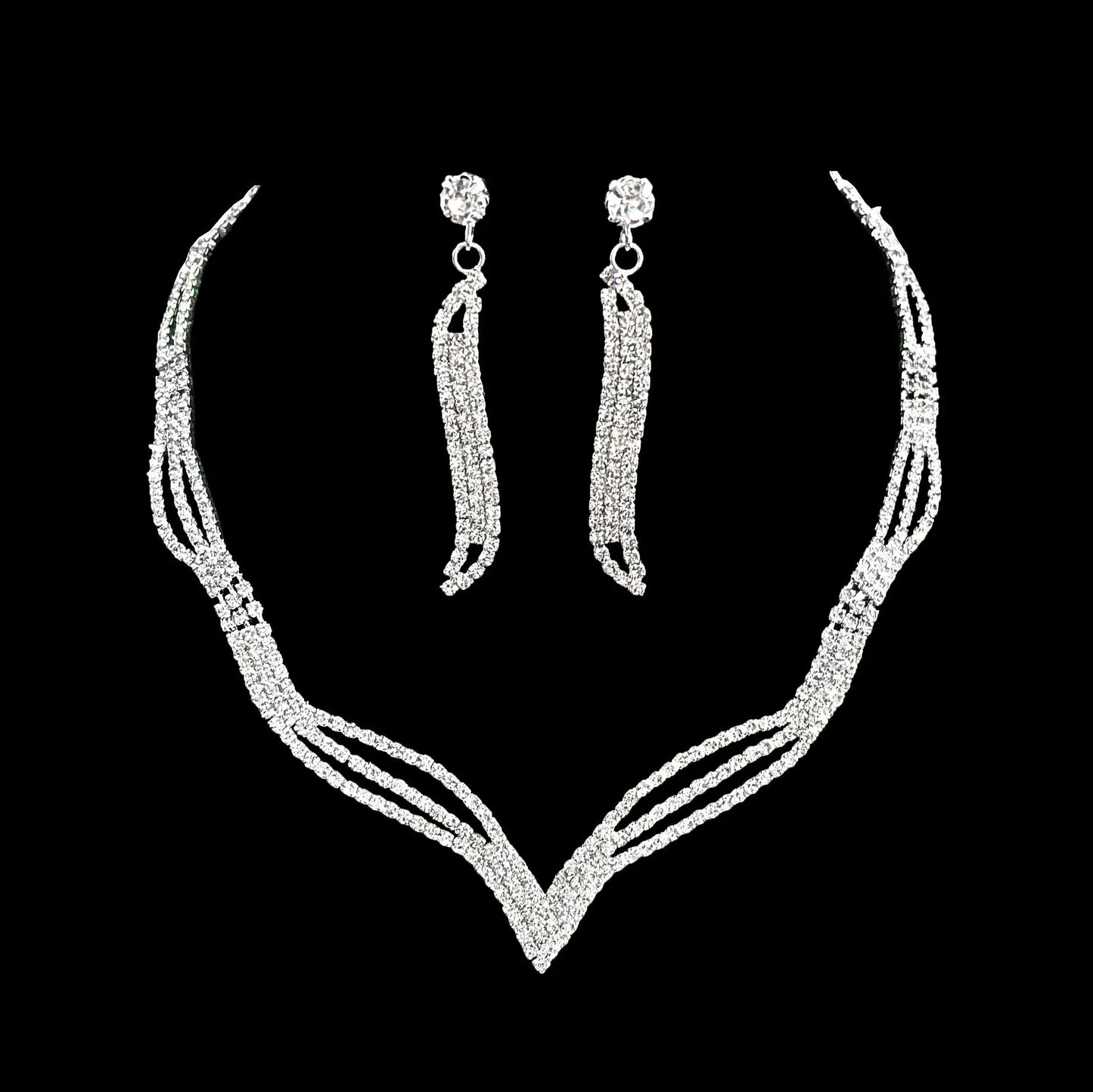 Full Diamond Claw Chain Necklace Set For Woman's