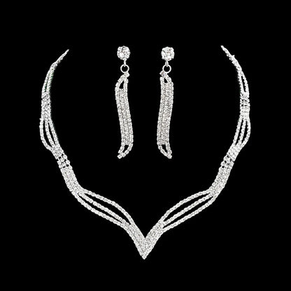 Full Diamond Claw Chain Necklace Set For Woman's