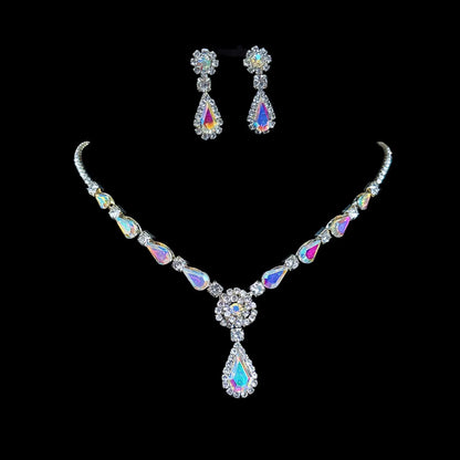 Full Diamond Claw Chain Necklace Set For Woman's