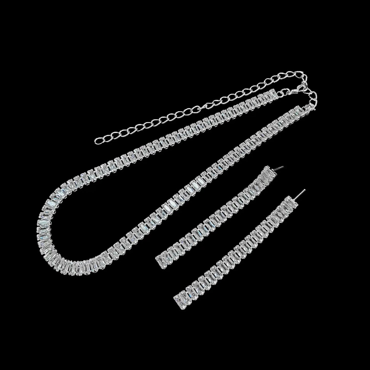 Full Diamond Claw Chain Necklace Set For Woman's