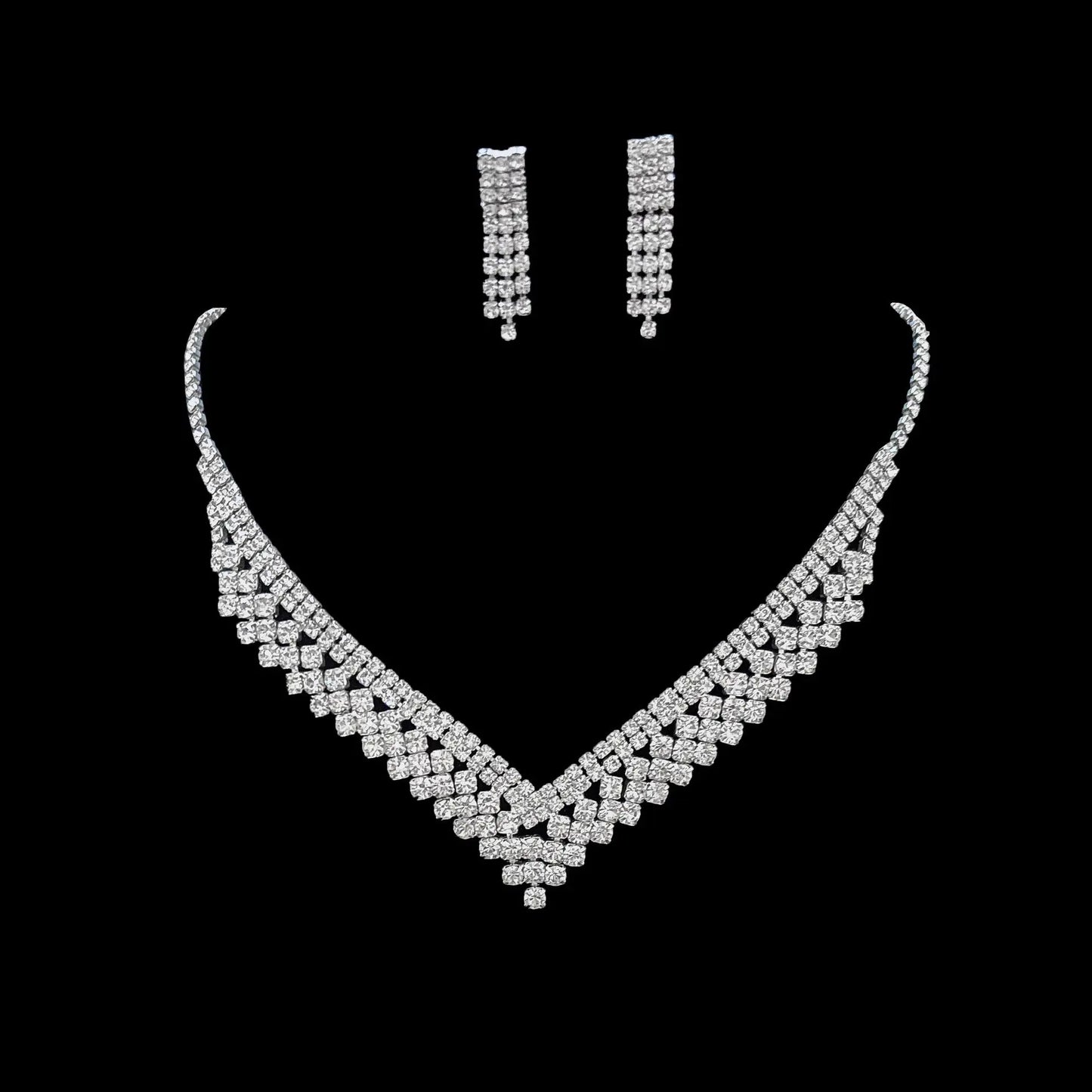Full Diamond Claw Chain Necklace Set For Woman's