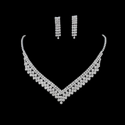 Full Diamond Claw Chain Necklace Set For Woman's