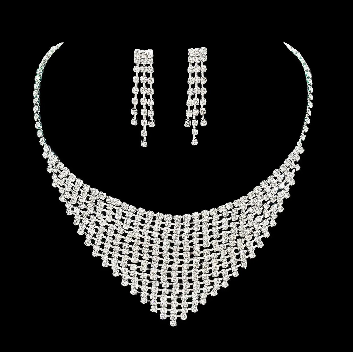 Full Diamond Claw Chain Necklace Set For Woman's