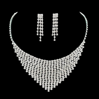 Full Diamond Claw Chain Necklace Set For Woman's