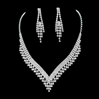 Full Diamond Claw Chain Necklace Set For Woman's
