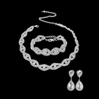 Full Diamond Claw Chain Necklace Set For Woman's