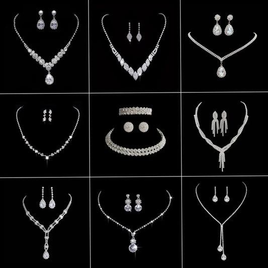 Full Diamond Claw Chain Necklace Set For Woman's