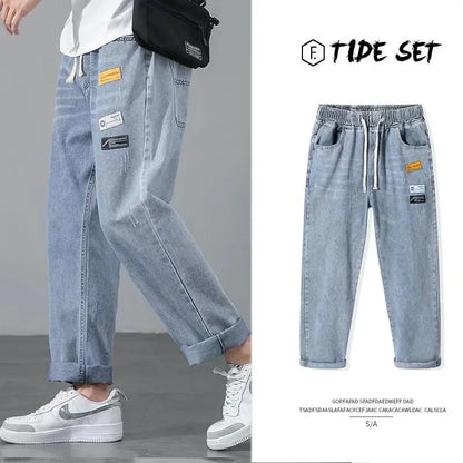 Men’s Korean Style Light Blue Cropped Jeans