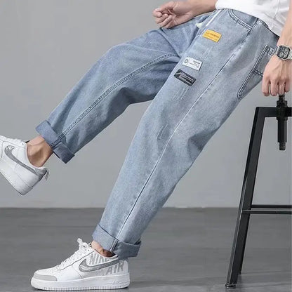 Men’s Korean Style Light Blue Cropped Jeans