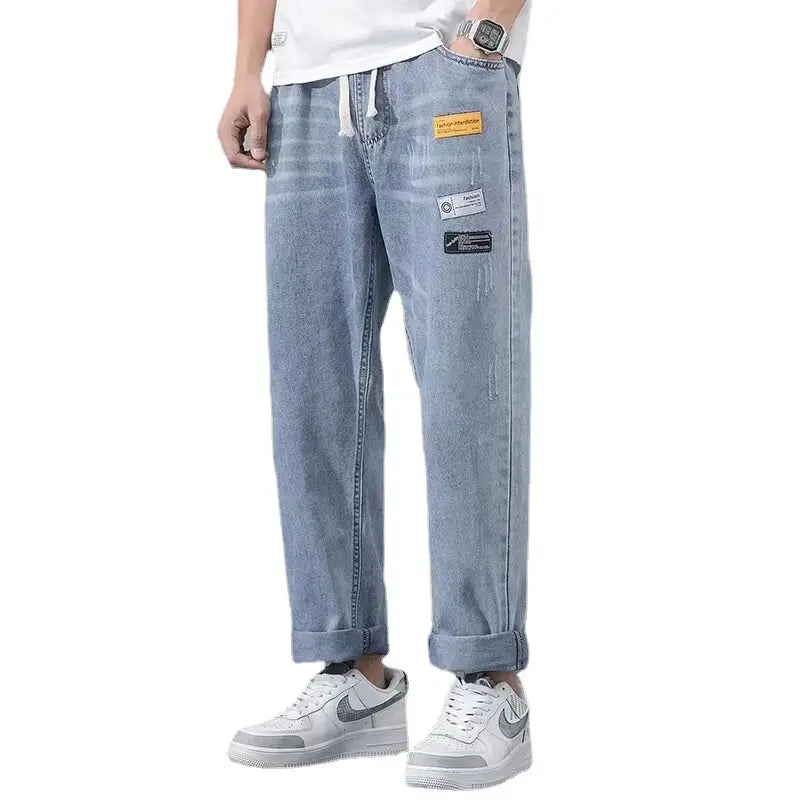 Men’s Korean Style Light Blue Cropped Jeans