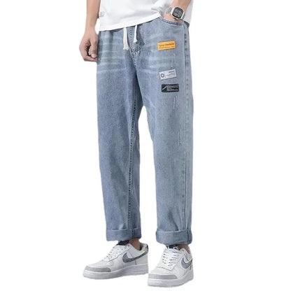 Men’s Korean Style Light Blue Cropped Jeans