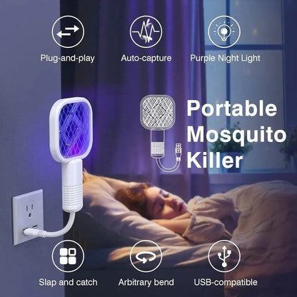 Portable Mosquito Killer Electric Swatter Purple Night Light USB Compatible