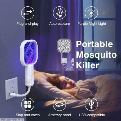 Portable Mosquito Killer Electric Swatter Purple Night Light USB Compatible