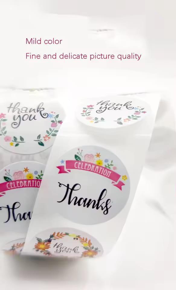 Pack Of 30 Small Kraft Boxes & Thank You Stickers Labels Stamps Round Cartoon