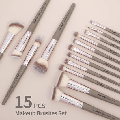 15-pcs ABS Plastic Makeup Brushes Set For Blending & Contouring