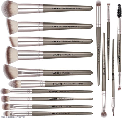 15-pcs ABS Plastic Makeup Brushes Set For Blending & Contouring
