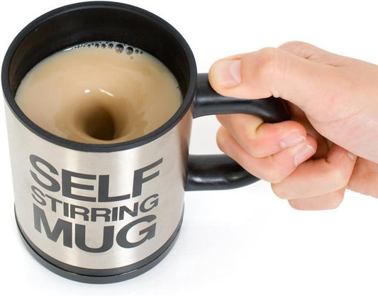 Self-String Mug Stainless Steel Black Handle