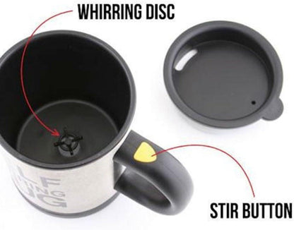 Self-String Mug Stainless Steel Black Handle