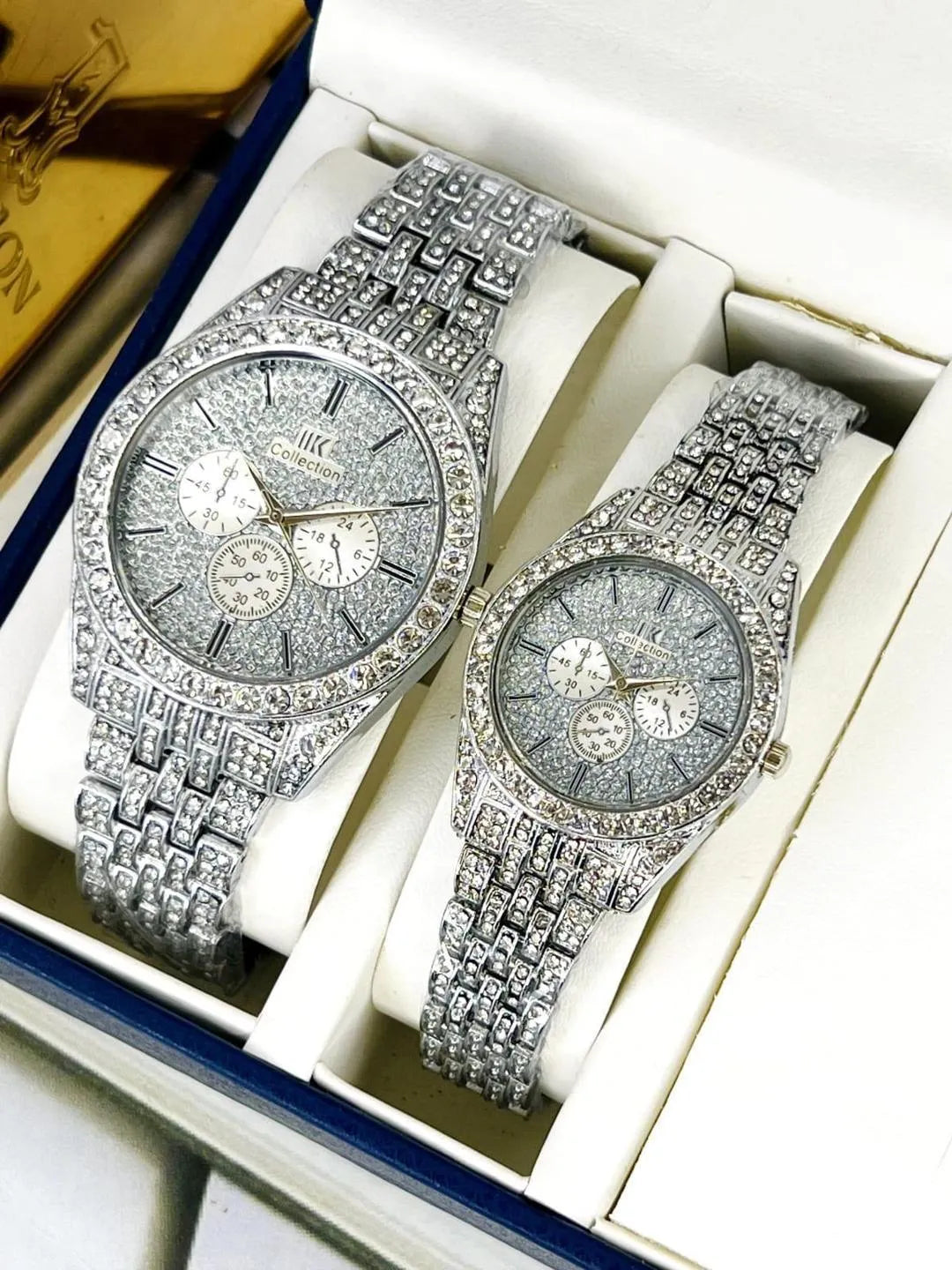 Couple Watches 2pc Crystal Chain Strap