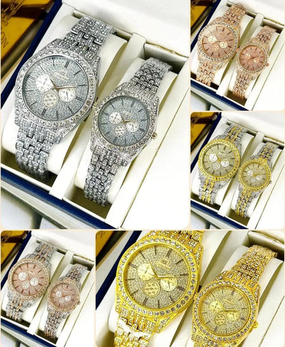 Couple Watches 2pc Crystal Chain Strap