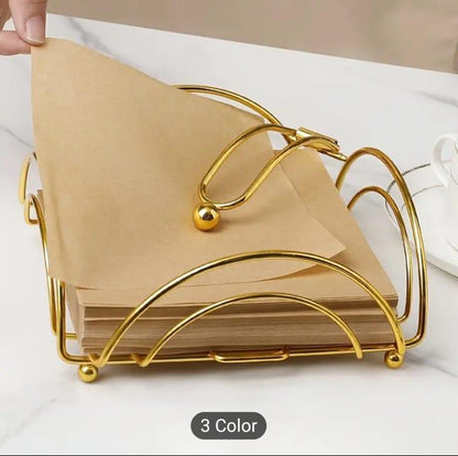 Golden Metal Tissues Holder For Home Office