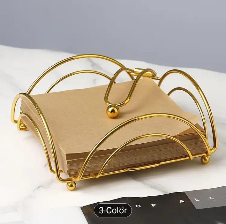 Golden Metal Tissues Holder For Home Office