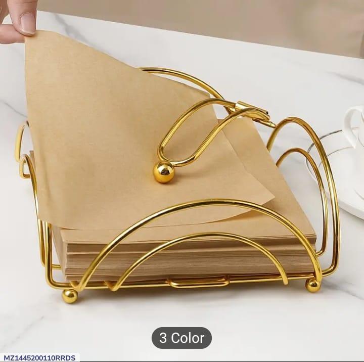 Golden Metal Tissues Holder For Home Office