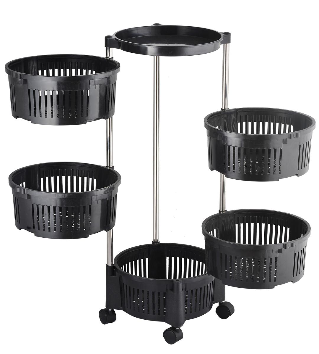 5-Tier Rotating Fruit Basket Balck Kitchen Storage