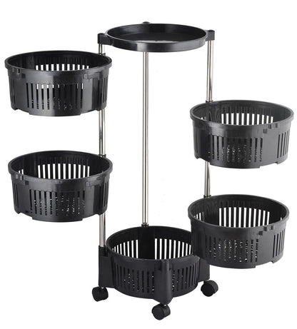 5-Tier Rotating Fruit Basket Balck Kitchen Storage