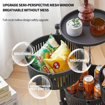 5-Tier Rotating Fruit Basket Balck Kitchen Storage