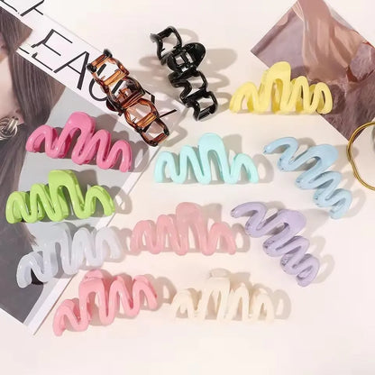 Multicolor Large Wave Hair Clips ABS Plastic 6 Pack