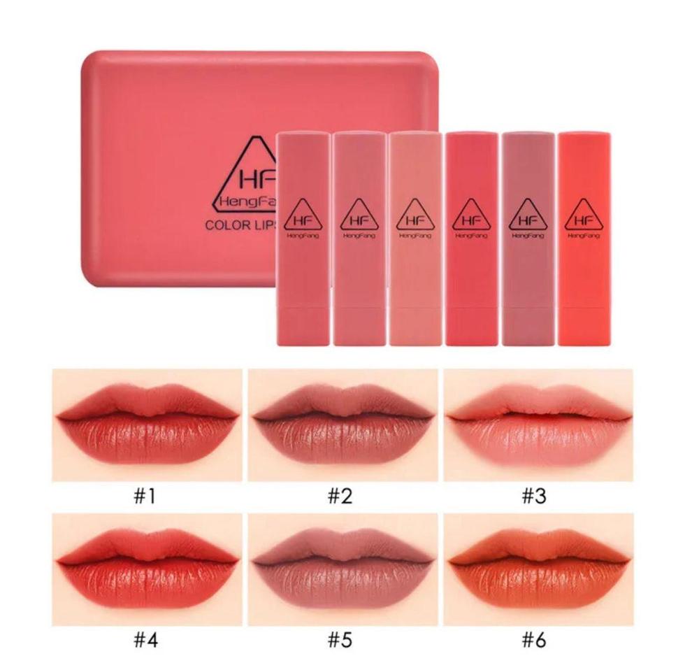 Set 6 Mate Lipstick Shade Long Lasting Smuged Proof