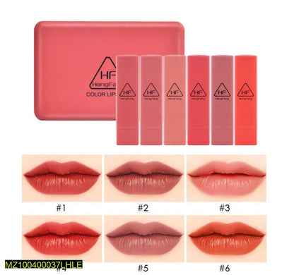 Set 6 Mate Lipstick Shade Long Lasting Smuged Proof