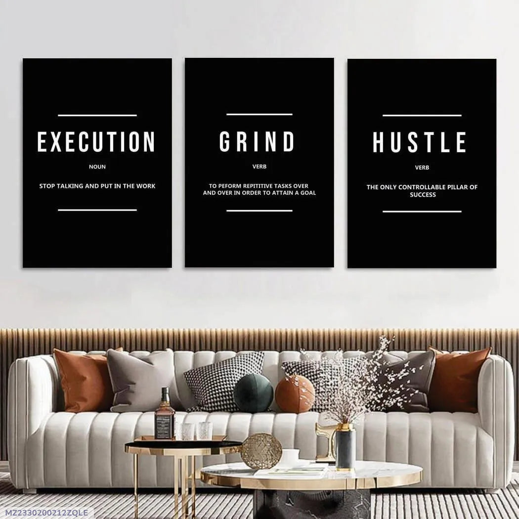 3-peice Execution Grind Hustle Wall Art Set 8x11 MDF