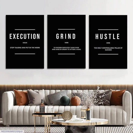 3-peice Execution Grind Hustle Wall Art Set 8x11 MDF
