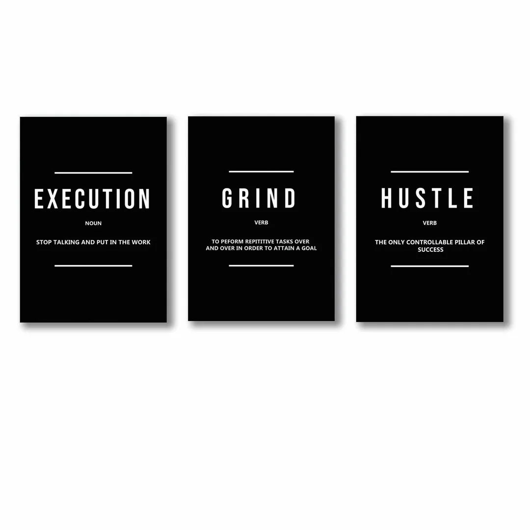 3-peice Execution Grind Hustle Wall Art Set 8x11 MDF